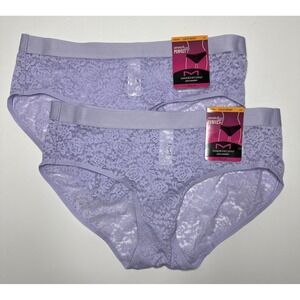 MAIDENFORM Pure Comfort Stretch Lace Purple Brief Panty Womens S/5 2 PK